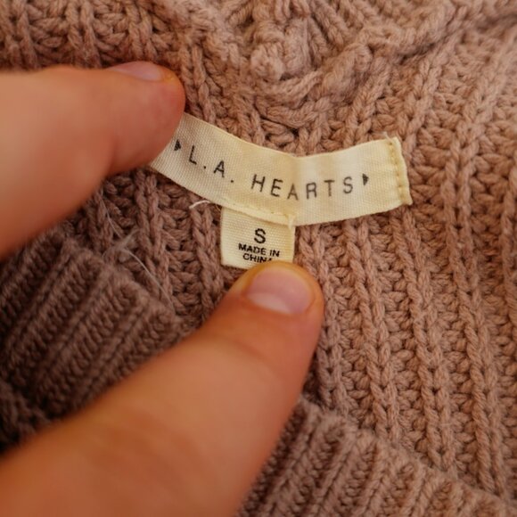 L.A. Hearts Small Purple V-Neck Knit Open Shoulder Sweater Cotton Acrylic - Picture 10 of 11